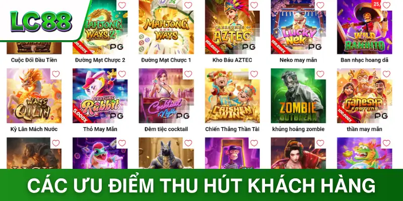 Các ưu điểm thu hút khách hàng tại mục nổ hũ LC88