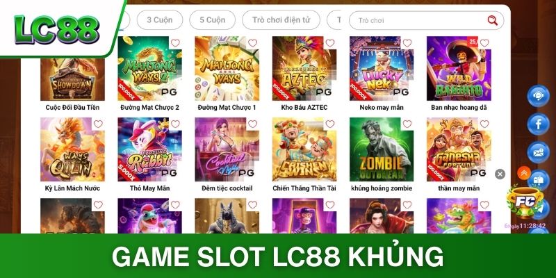 Vô vàn game slot khủng tại LC88